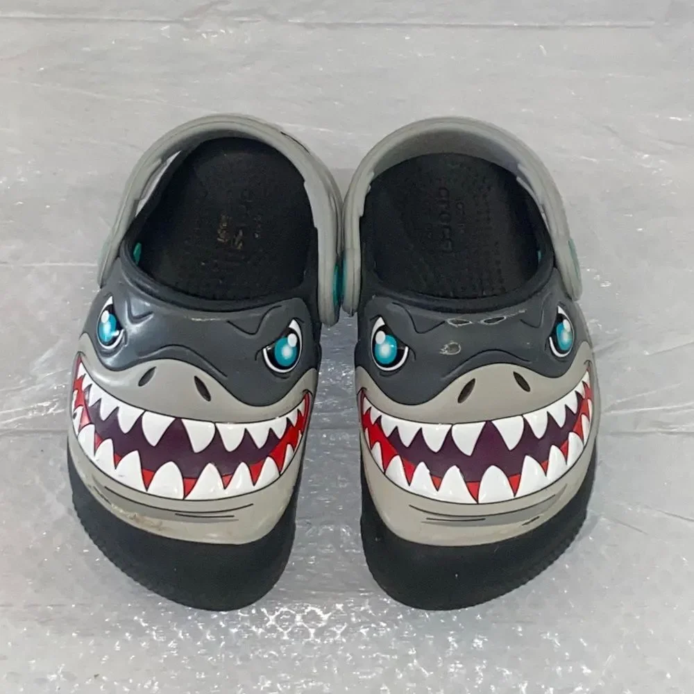 Kids Shark Clogs - Gray and Black C 8